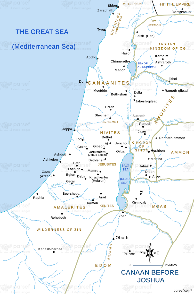 Deuteronomy Canaan Before Joshua Map bible map