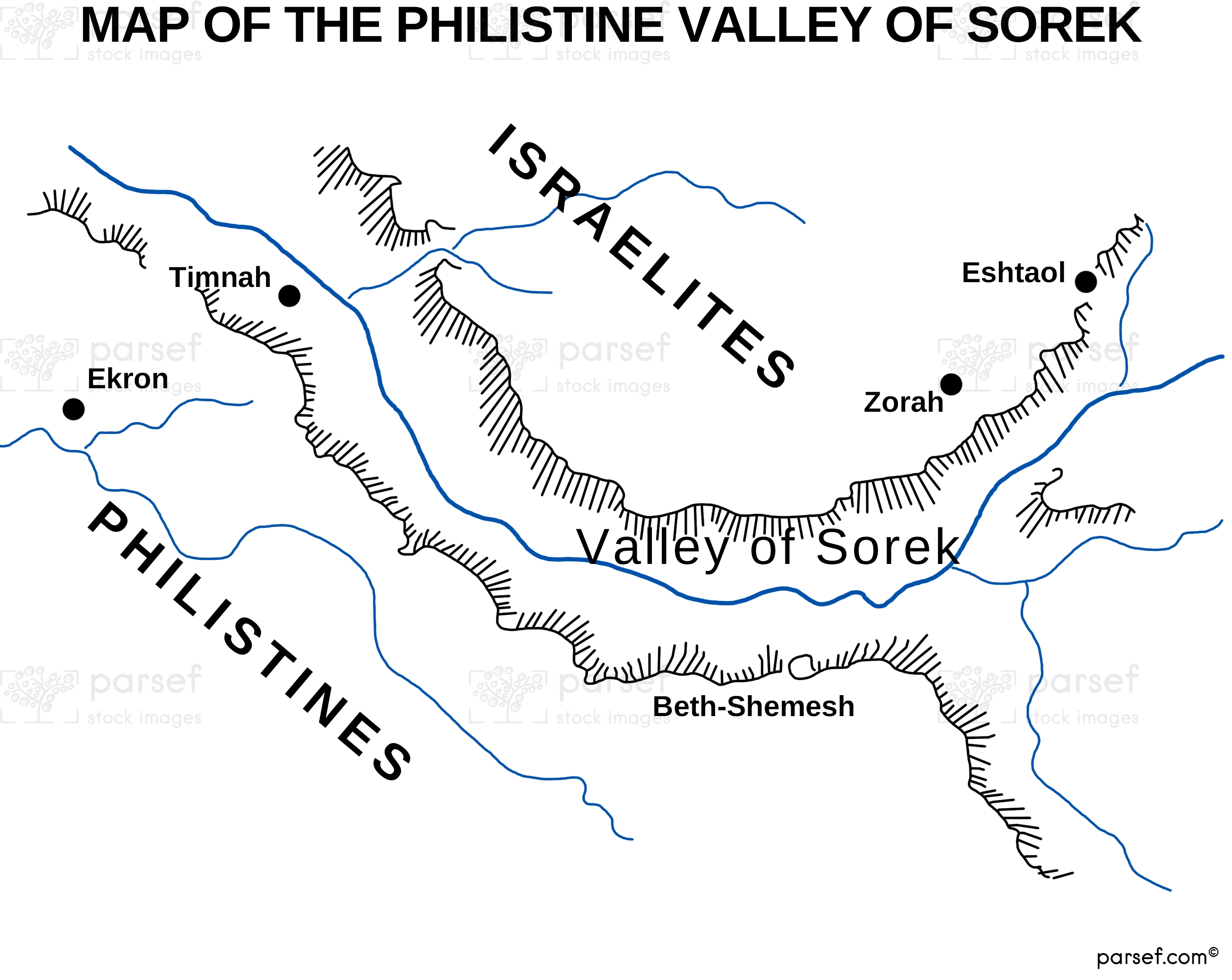 Philistine Valley of Sorek Map bible map