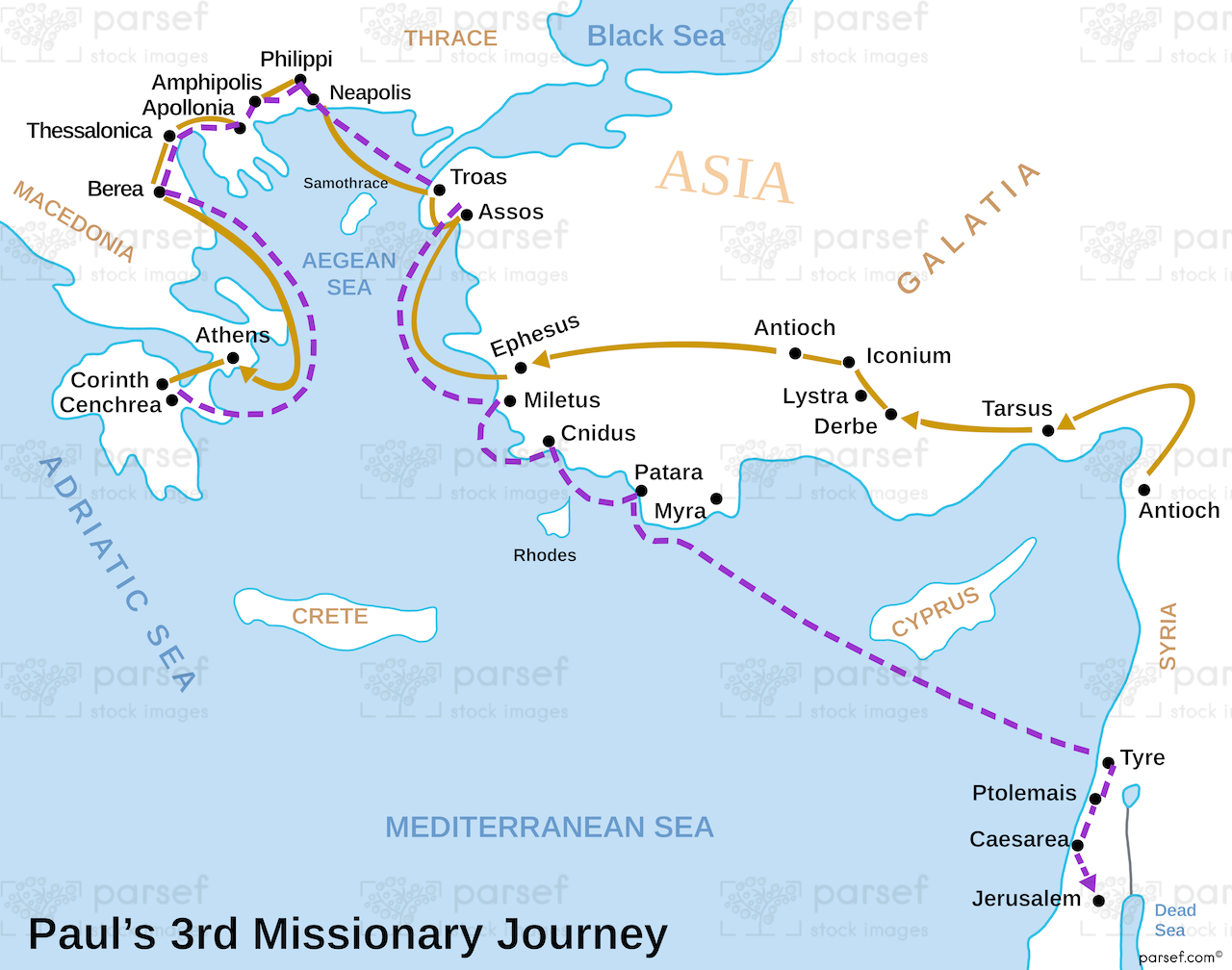 Acts Pauls Third Missionary Journey Map bible map