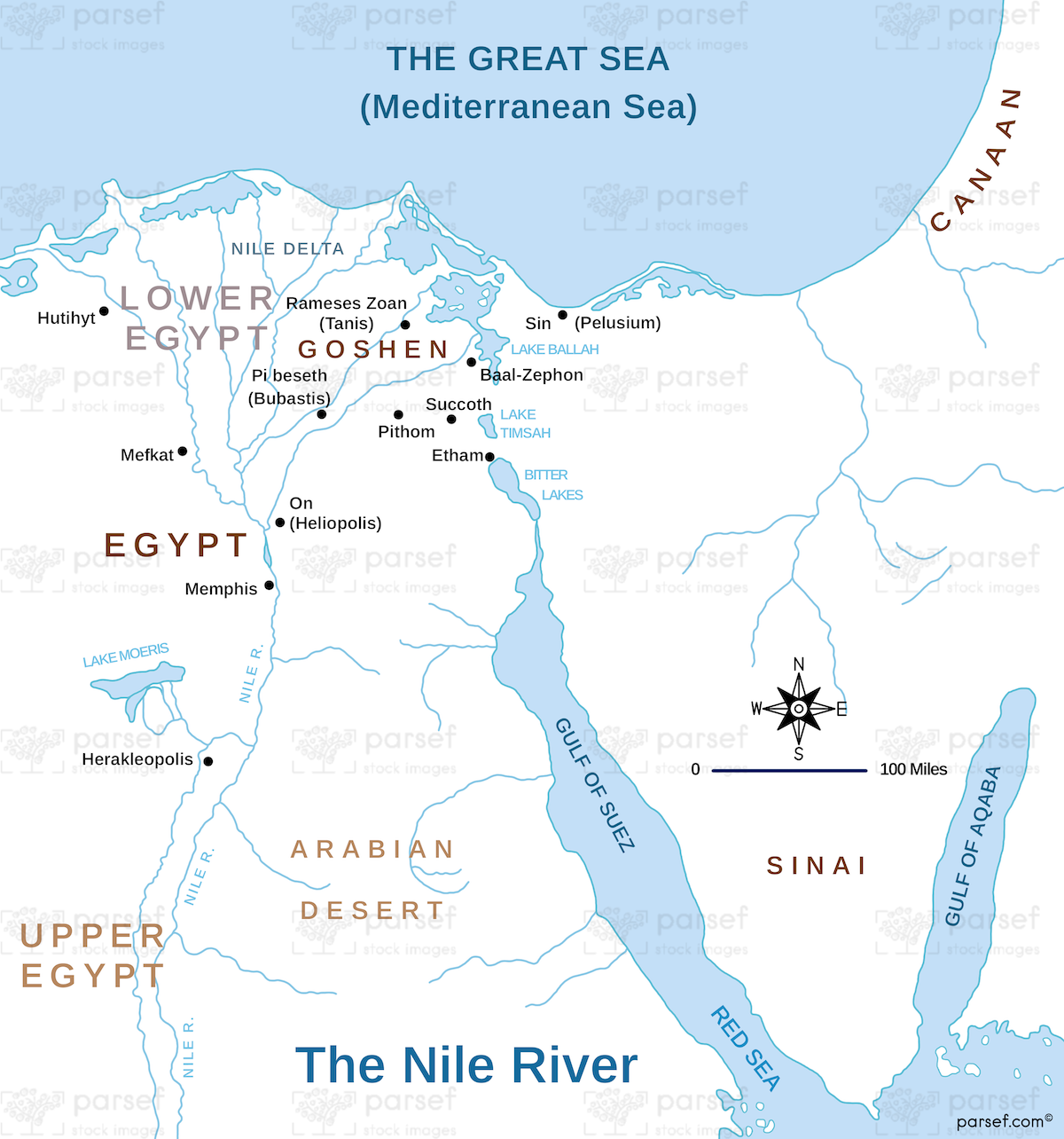 Genesis Nile River Map bible map